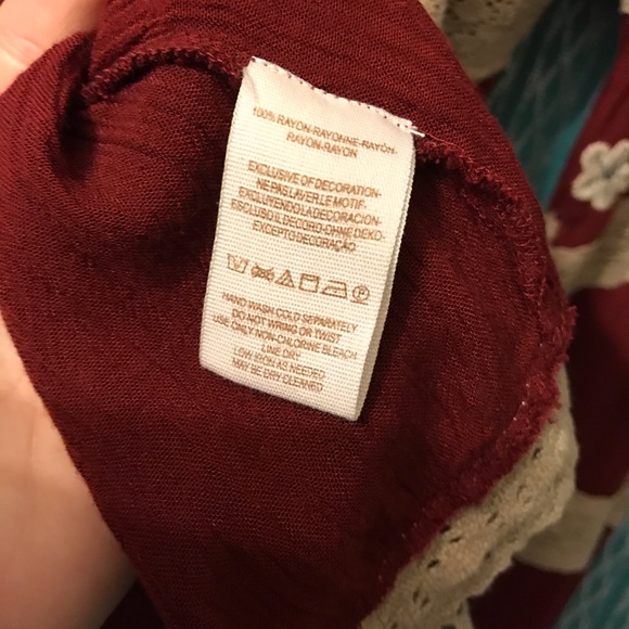 Free People maroon peasant top with beige accent M - Picture 6 of 6